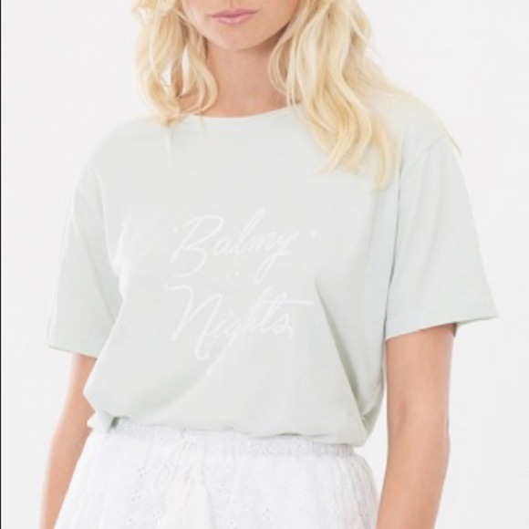 Charlie Holiday Balmy Nights Short Sleeve Graphic T-Shirt Mint Green Sz 4 - Picture 1 of 9